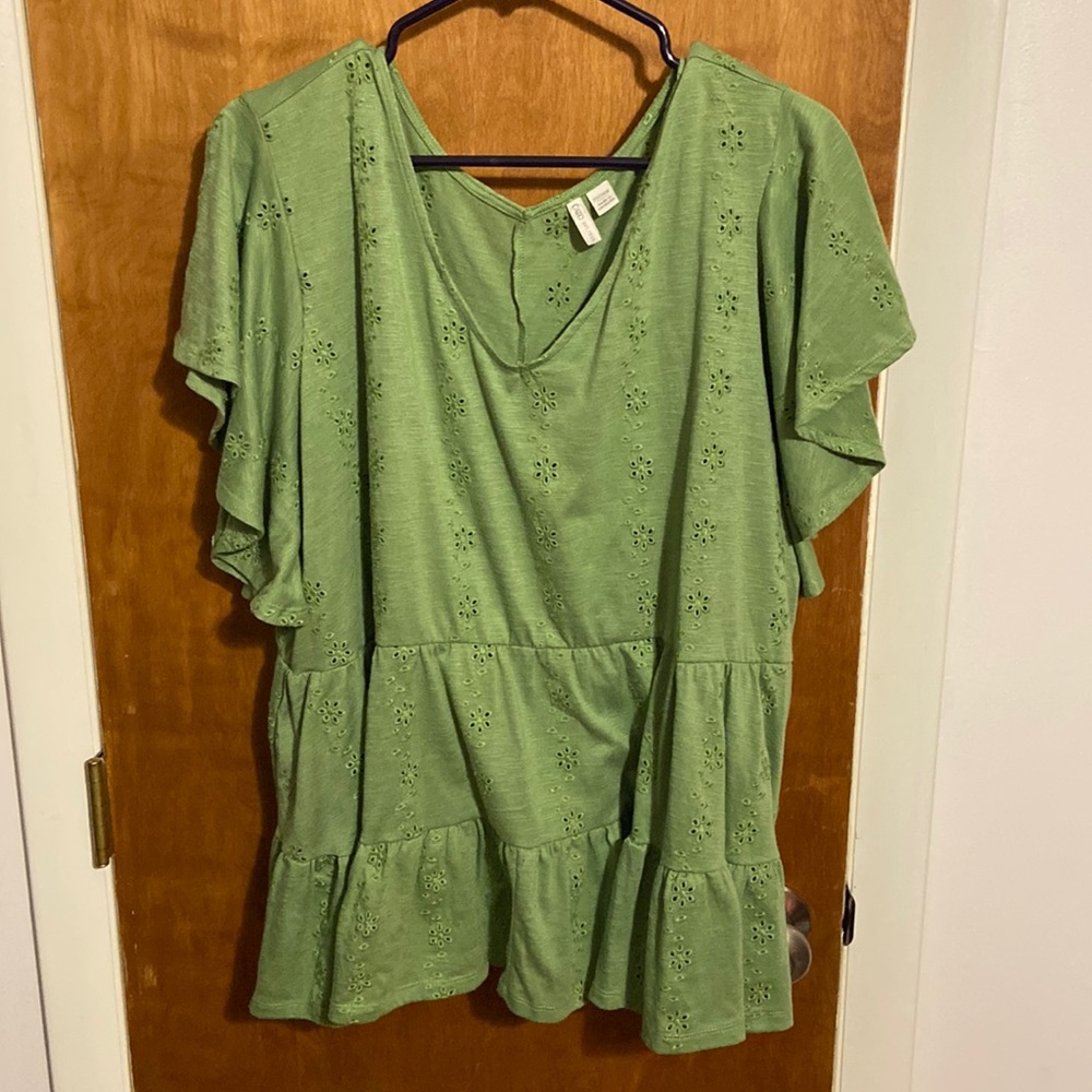 Eyelet ruffle top.